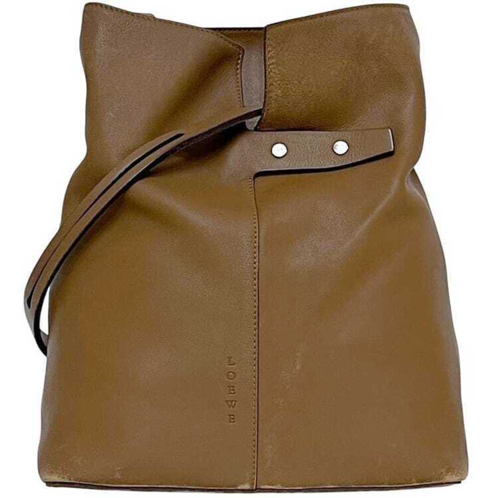 Loewe Shoulder Bag Brown Leather Logo Drawstring Knot